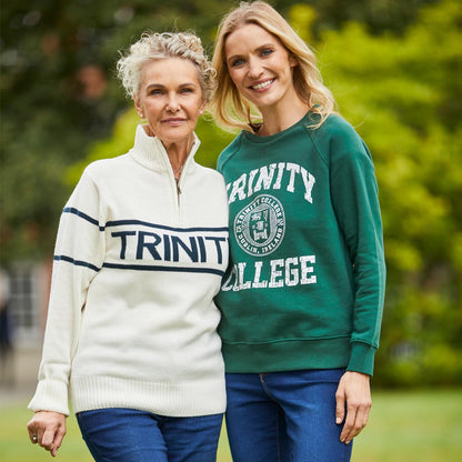 Trinity Jacquard Knitted 1/4 Zip - Cream & Navy