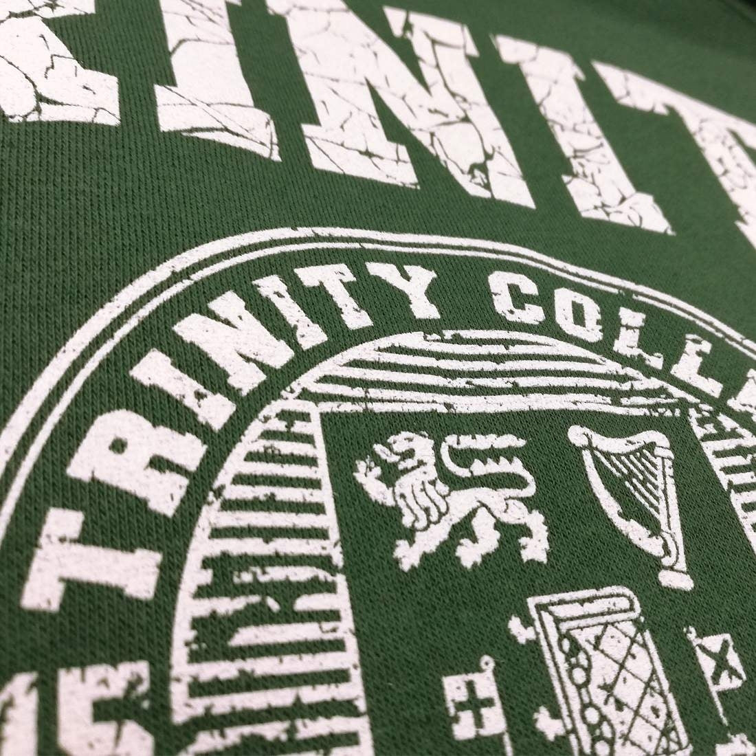 Trinity College Dublin Crest Sweatshirt Bottle Green & White