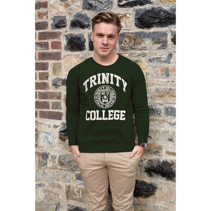 Trinity College Dublin Crest Sweatshirt Bottle Green & White