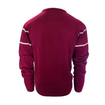 Trinity Jacquard Knitted Jumper - Burgundy & Cream