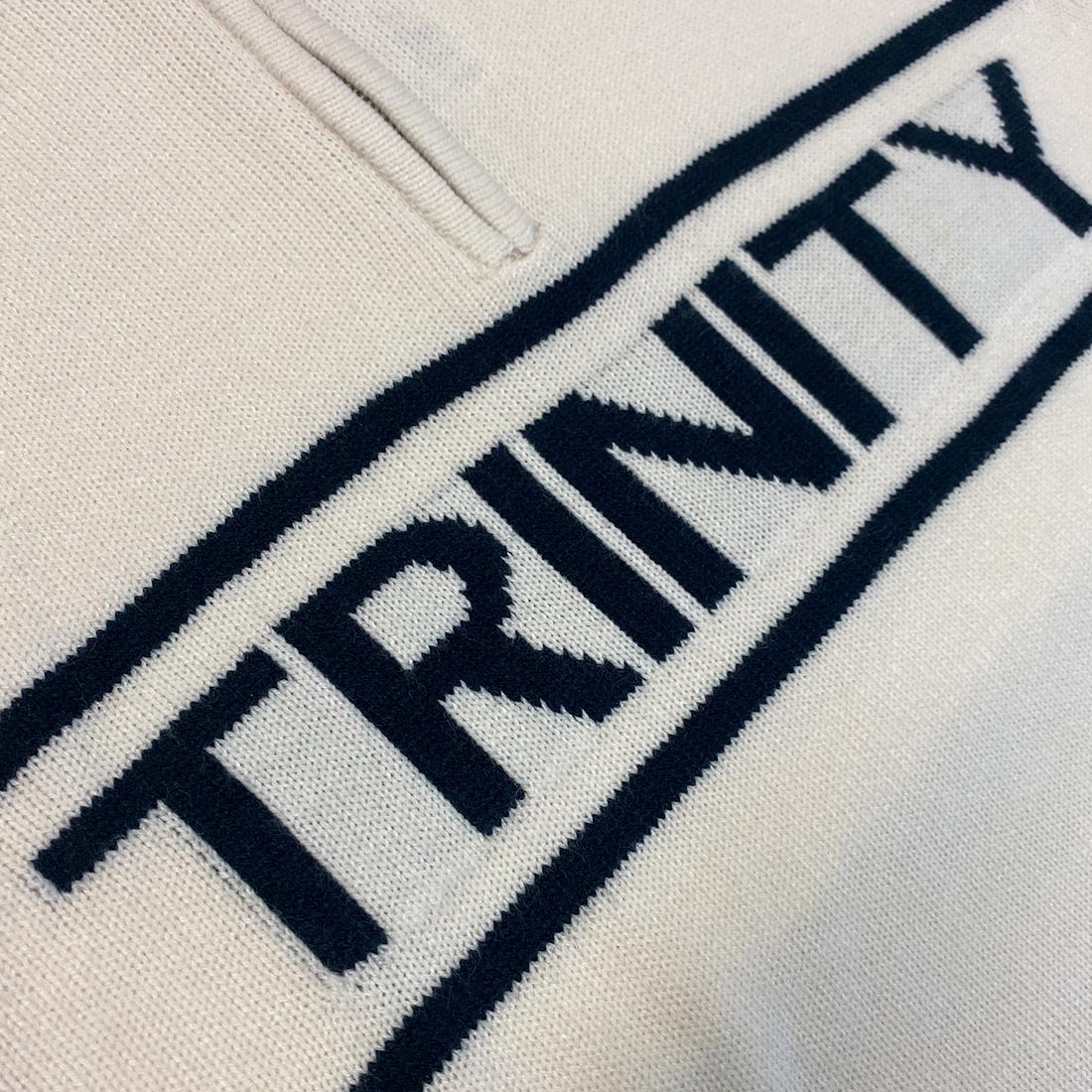 Trinity Jacquard Knitted 1/4 Zip - Cream & Navy