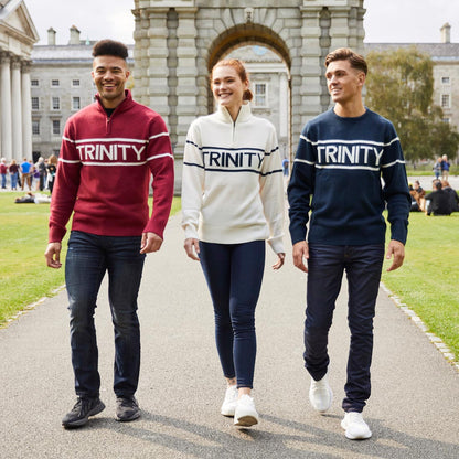 Trinity Jacquard Knitted 1/4 Zip - Burgundy & Cream