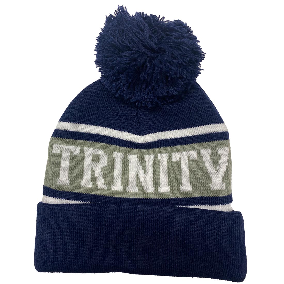 Trinity Turn-Up Bobble Hat - Navy & Grey