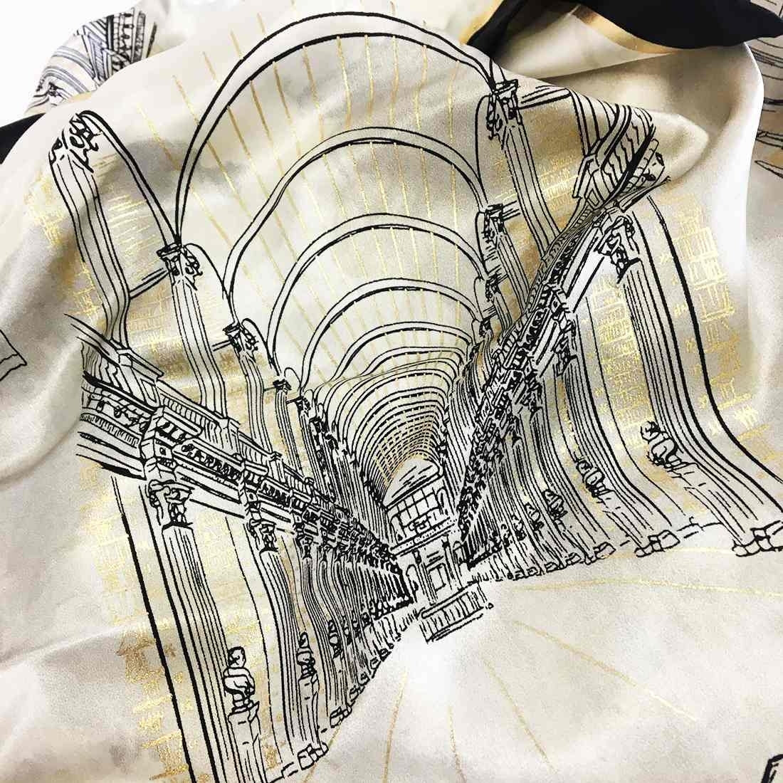 Trinity College Dublin Silk Scarf Cream & Black