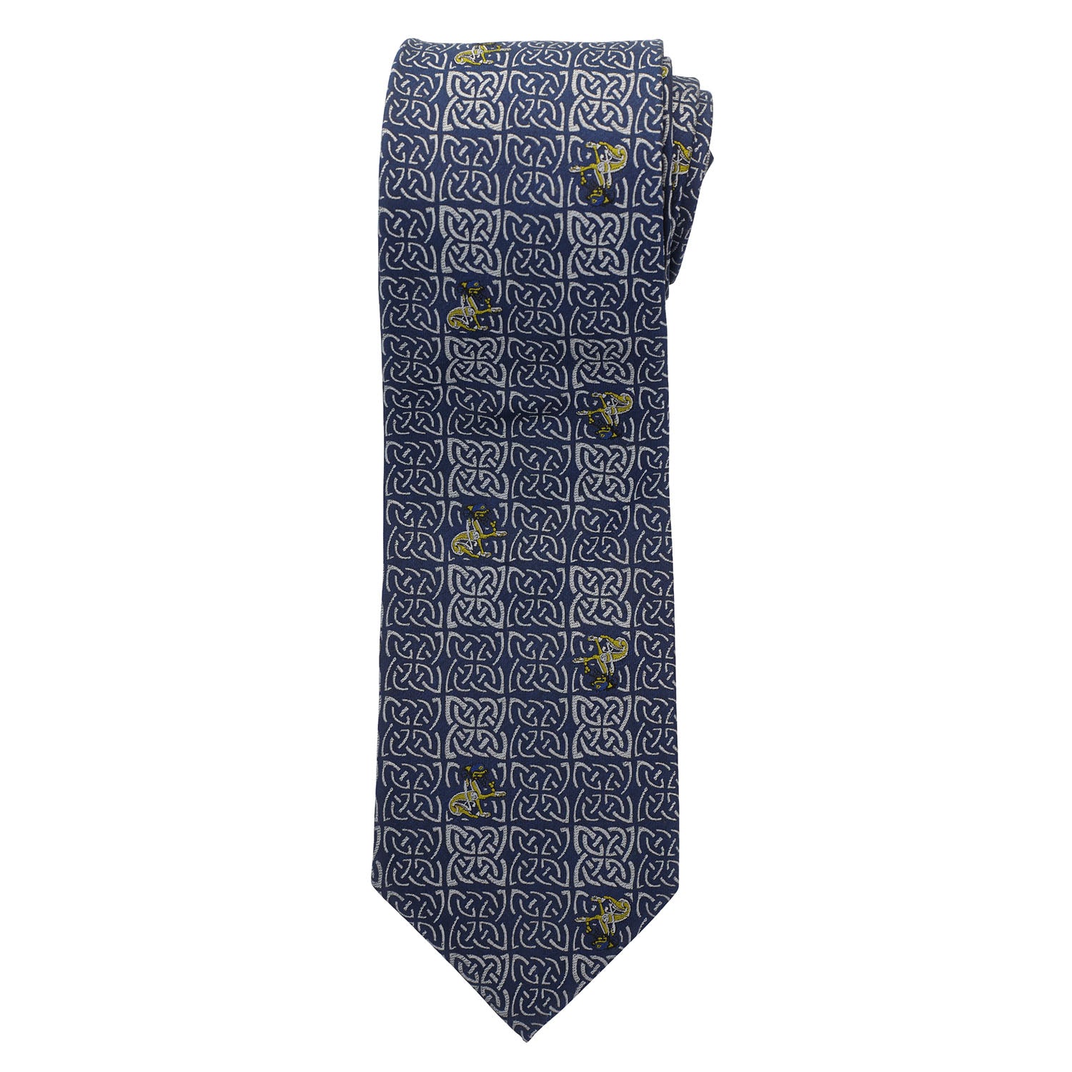Book of Kells Blue and Navy Dog Silk Tie
