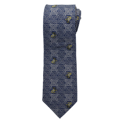 Book of Kells Blue and Navy Dog Silk Tie