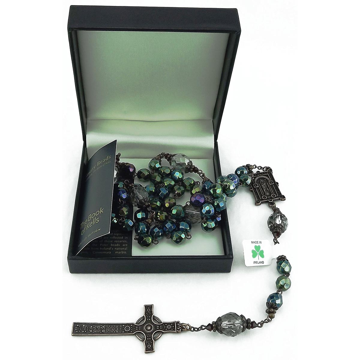 Book of Kells Green Rosary in Presentation Box