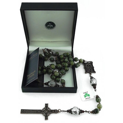 Book of Kells Connemara Marble Rosary in Presentation Box