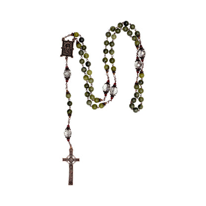 Book of Kells Connemara Marble Rosary in Presentation Box